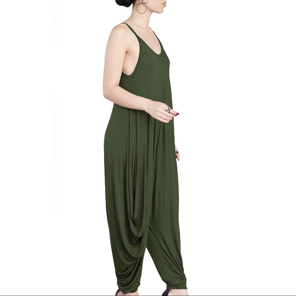Olive green Spaghetti strap V-neck Jumpsuit